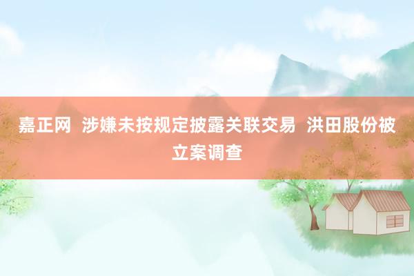 嘉正网  涉嫌未按规定披露关联交易  洪田股份被立案调查
