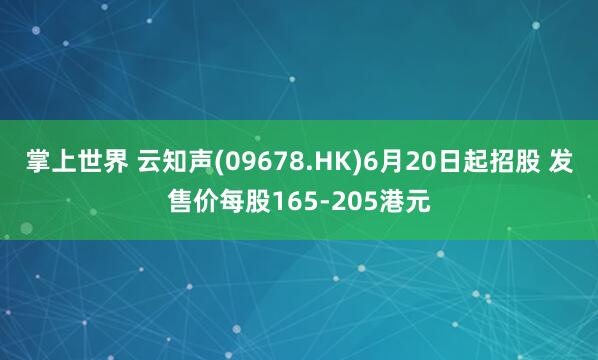 掌上世界 云知声(09678.HK)6月20日起招股 发售价每股165-205港元